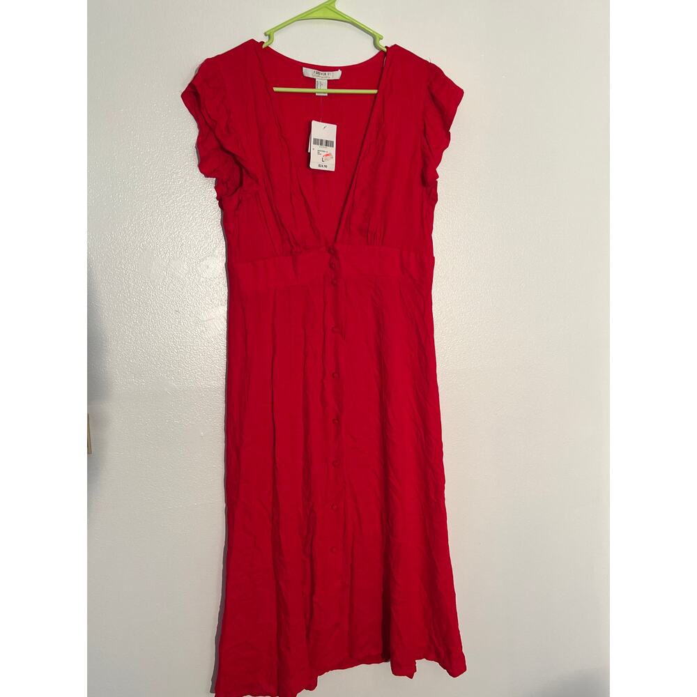 Forever 21 contemporary woven, red size large dress‎